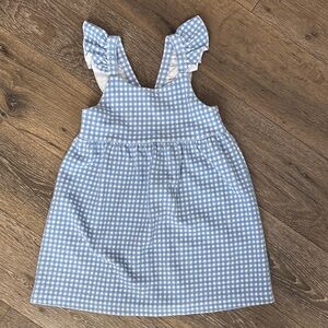 Zara Light Blue and White Gingham Ruffle Strap Dress